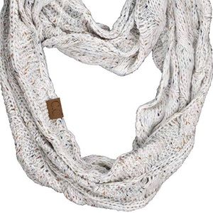 C.C Cable Knit Confetti Infinity Scarf Ivory